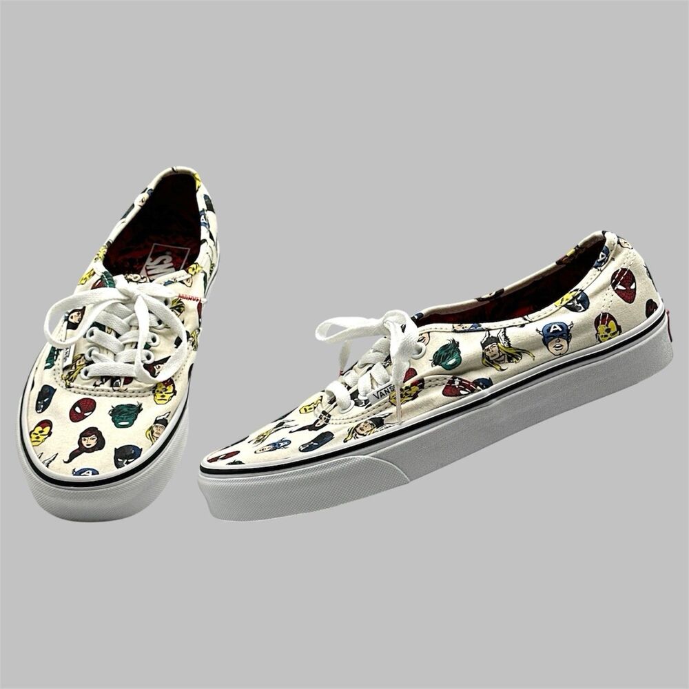 Vans Marvel Authentic Marvel Heads Avengers Cream Mens Size 8.5 Canvas Sneakers
